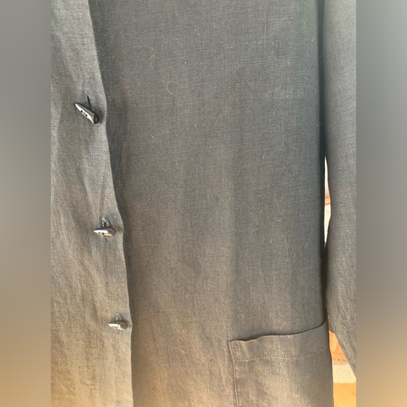 PA Company Boston 100% Linen Shacket Blouse Jacket Size L Black Like New Vintage - Picture 10 of 10